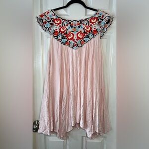 Free People Floral Embroidered‎ Pink Dress Size Small